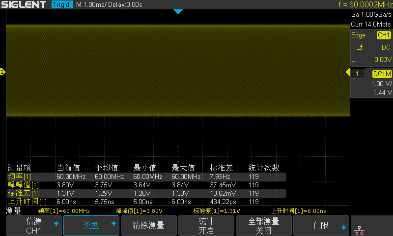 數(shù)字示波器顯示界面